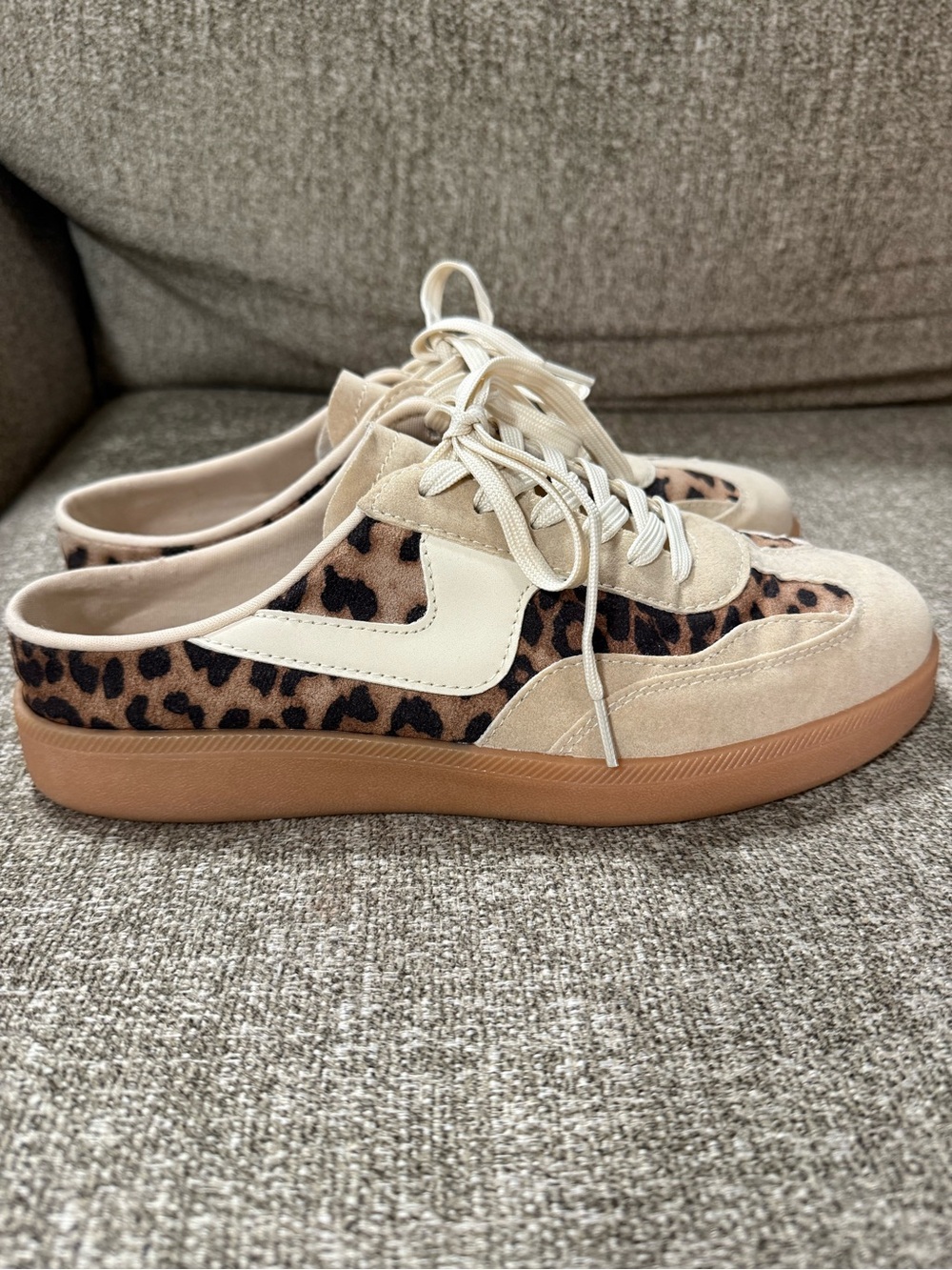 Leopard Print Low-Top Open Back Sneakers